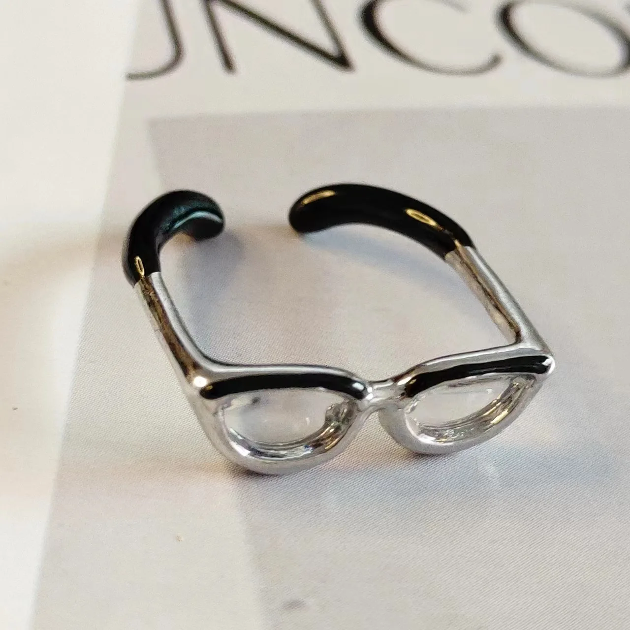 Creative Mini Glasses Rings Women Men Adjustable Rings Simple Luxury Bohemian Finger Rings Glasses Jewelry Decorative Props