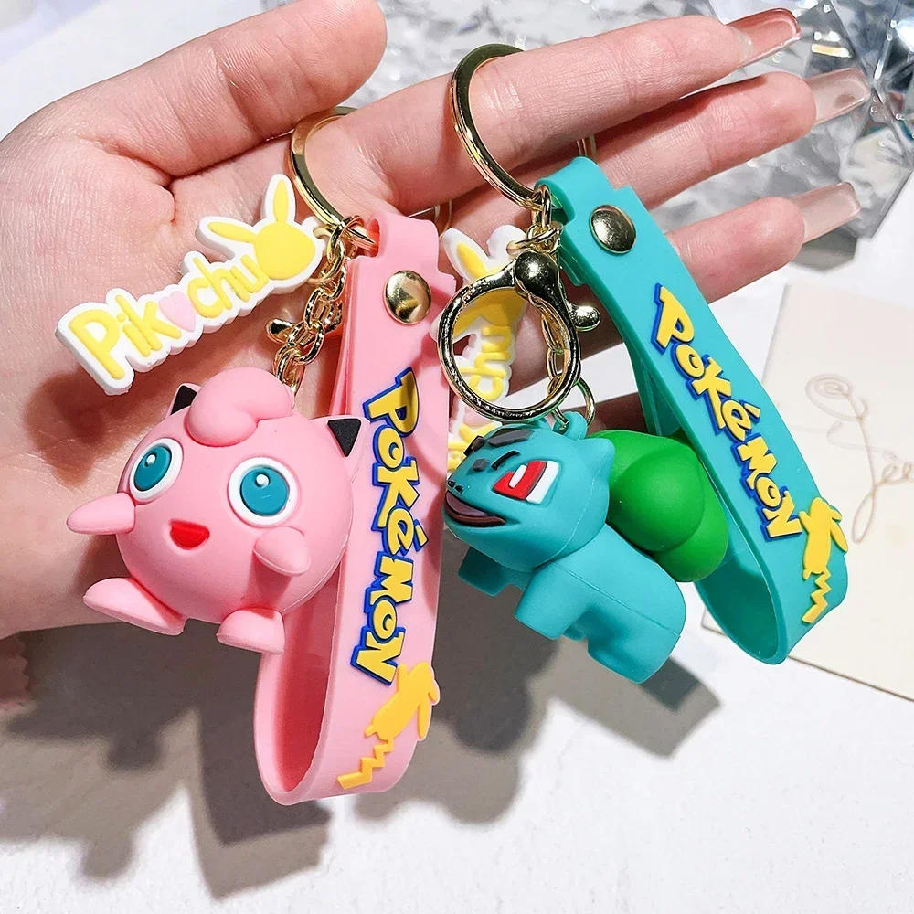 Pokemon Keychain Pikachu Anime Action Figure Toy Kawaii Cartoon Fashion Charmander Psyduck Doll Keyring Car Bag Pendant Kid Gift