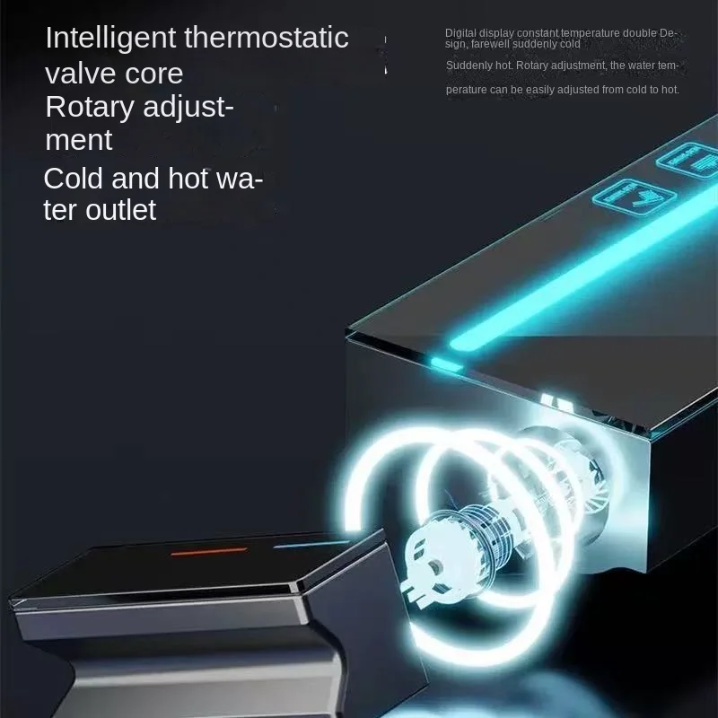 Intelligent digital display shower head set with constant temperature shower head and intelligent temperature control copper cor