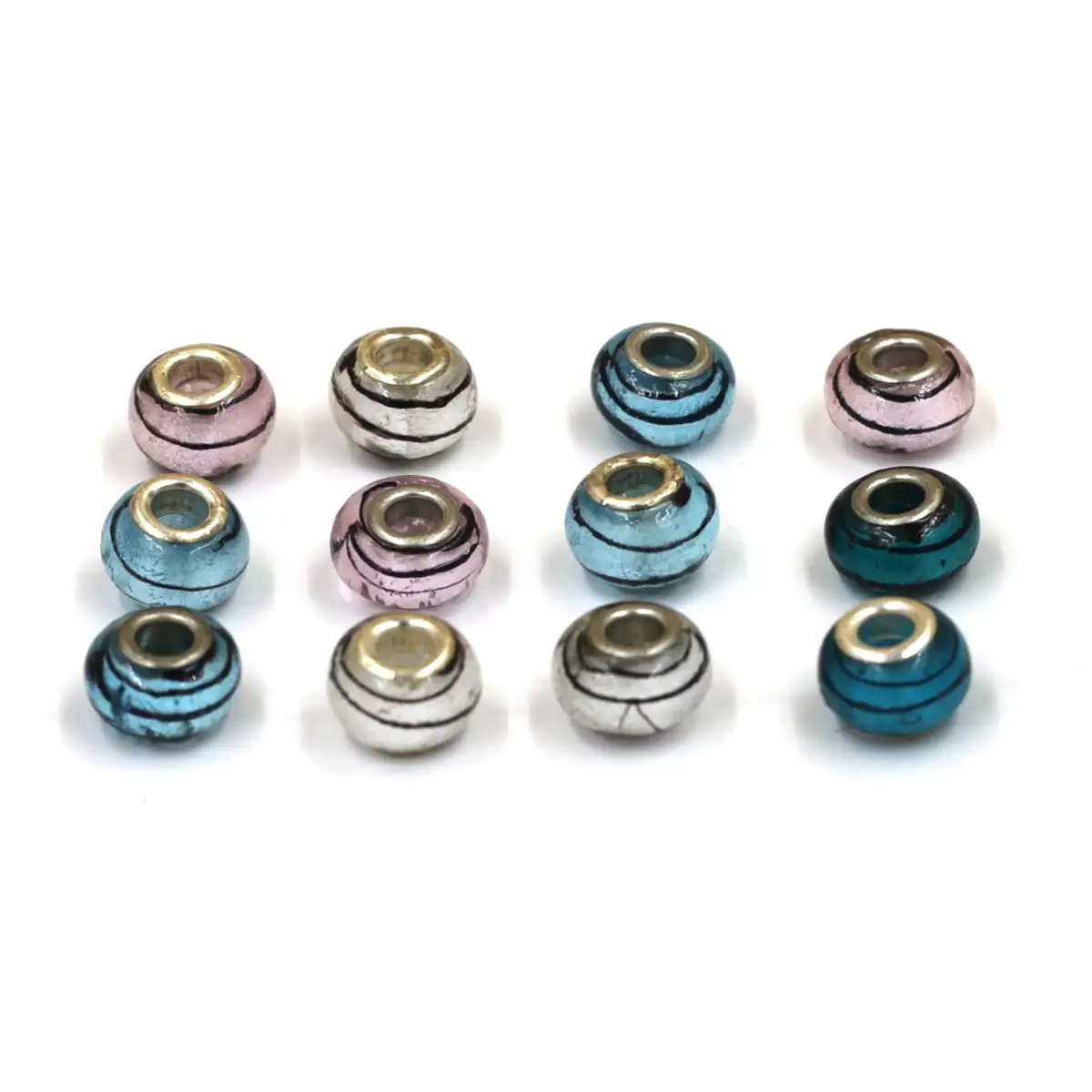 

10 шт. разноцветные круглые европейские бусины-разделители, нарисованные вручную полосатый узор, подходят для 3 мм змеиной цепи, браслеты «сделай сам», ювелирные аксессуары