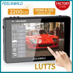 FEELWORLD LUT7S 7 Inch 2200nit SDI HDMI Touch Screen DSLR Camera Field Monitor 3D Lut Waveform Automatic Light Sensor 1920x1200