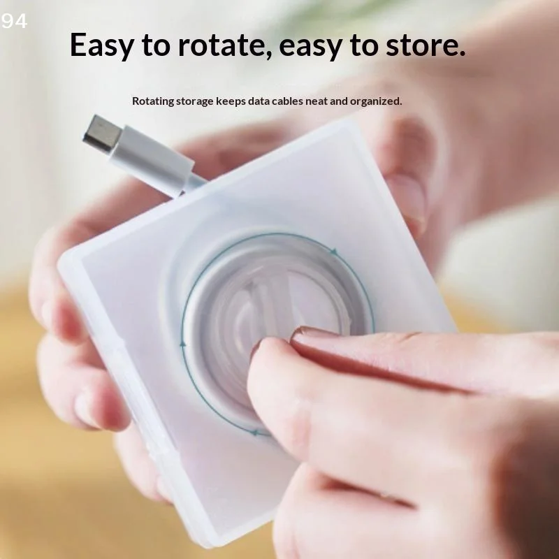 Rotatable Cable Winder Box Portable Round USB Data Cord Cable Organizer Headphone Charging Line Management Storage Box