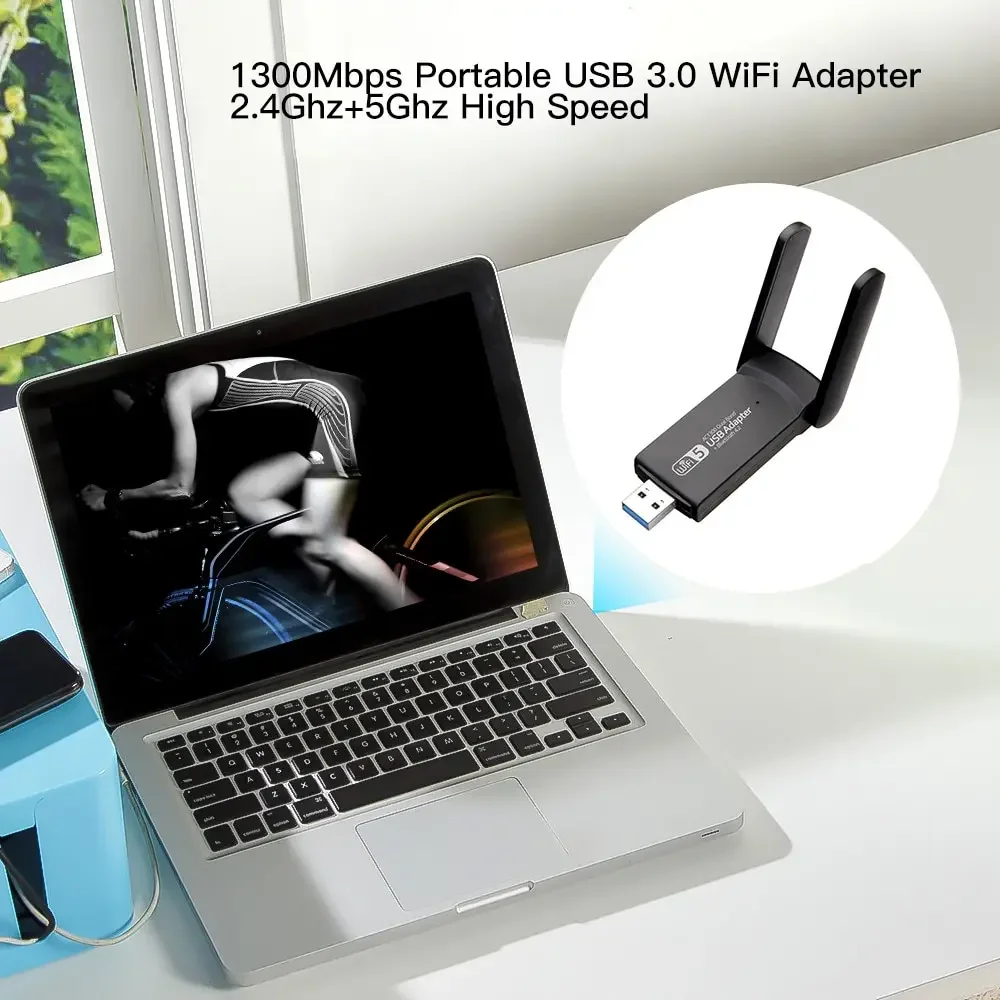 WiFi Adapter 1300Mbps Network Card Bluetooth 4.2 Dual Band 2.4G/5GHz USB 3.0 Dongle Wireless WiFi Receiver For PC/Laptop/Desktop