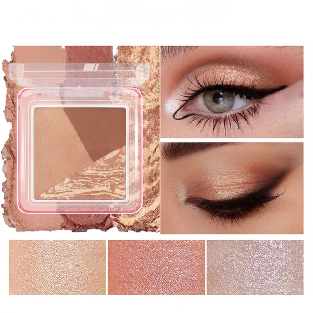 3 Color Baked Eyeshadow Palette Highly Pigmented Matte Shimmer Makeup Cosmetic For Cool Story Professional Daily Use