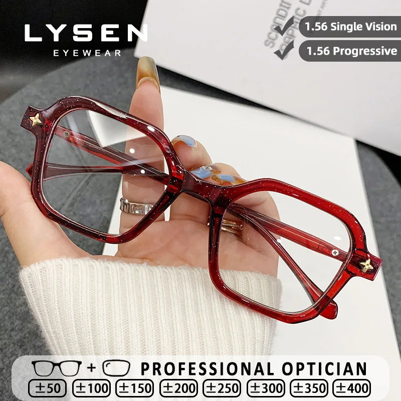 

LYSEN Fashion Versatile Square Women Reading Glasses Anti blue Light Myopia Glasses Customized Progressive Prescription Eyewear