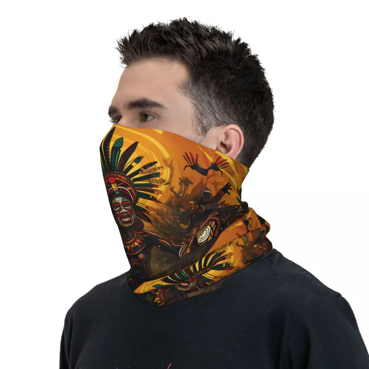 African Culture Scarf Neckerchief Neck Face Mask Polyester