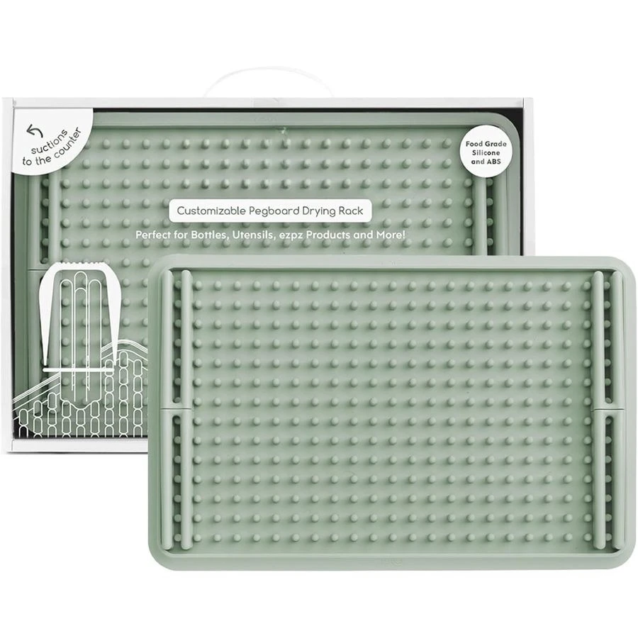 Escurridor de Platos de Silicona Sage con Base de Succión, Patas Ajustables, Resistente a Olores, para Almacenamiento de Artículos de Bebé y Niños Pequeños