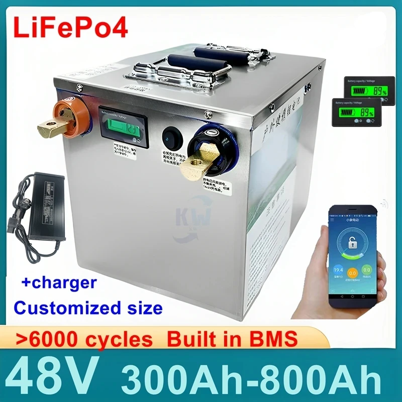 

LiFePo4 48 В 300 Ач 500 Ач 600 Ач 700 Ач 800 Ач литиевая батарея для инвертора солнечной системы Power RV автомобиль, открытый, кемпинг