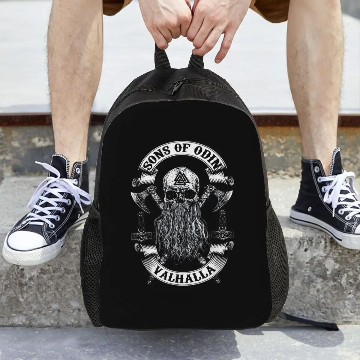 

See You In Valhalla Skull Viking Backpack Daypack Large Capacity Children BookBag School Bag Shoulder Bags for Men Women