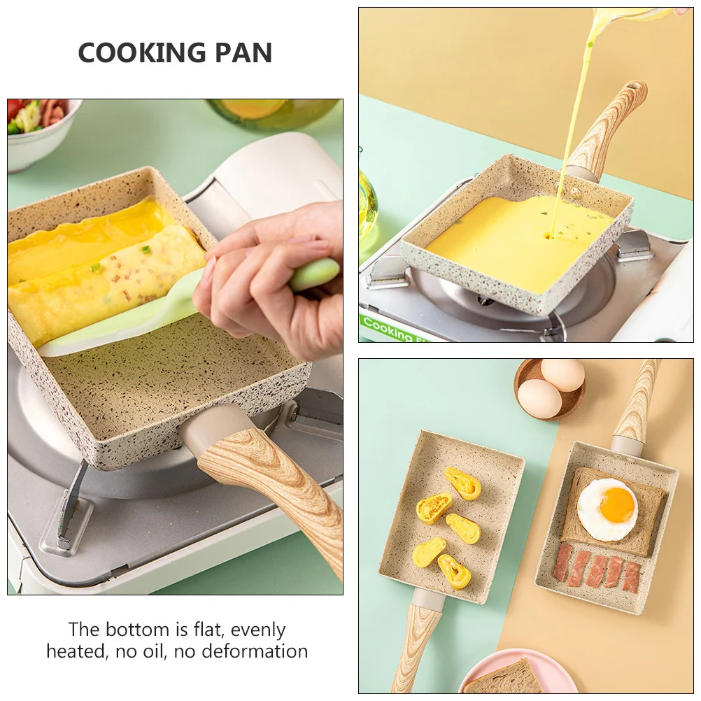 

1Pcs Rectangular Non-Stick Pan Flat Surface Breakfast Frying Cooking Pan for Eggs Pancakes Steak Heat Resistant Handle