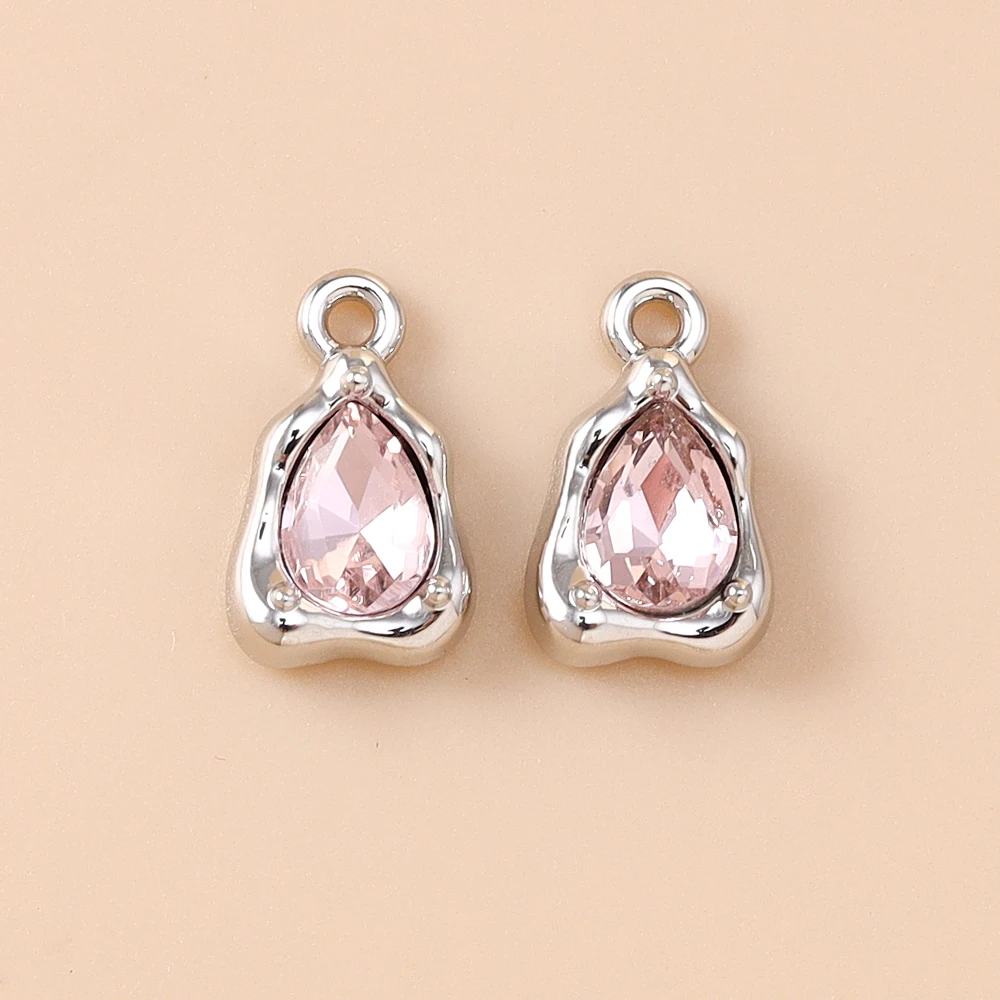 Leslie 5 Stück zierliche CZ-Charms, Kristall-Wassertropfen-Anhänger für handgefertigte Halsketten, Armbänder, Schmuckherstellung, DIY-Bastelbedarf – Detail 9