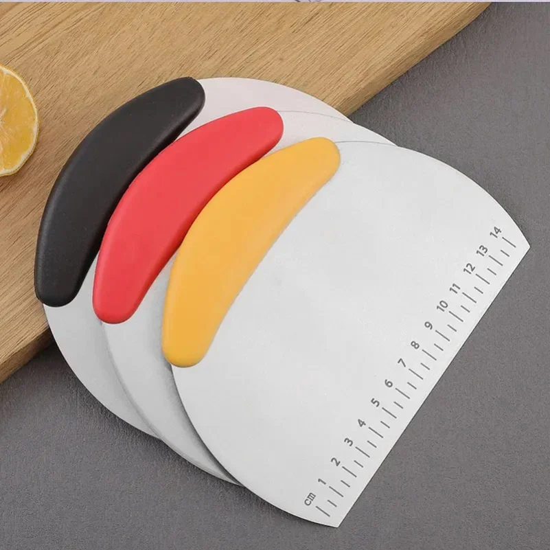 الفولاذ المقاوم للصدأ مع مقياس الخبز البيتزا قاطع العجائن المعجنات مكشطة عجينة سكين المطبخ المنزلية كعكة الخبز مكشطة أداة الخبز