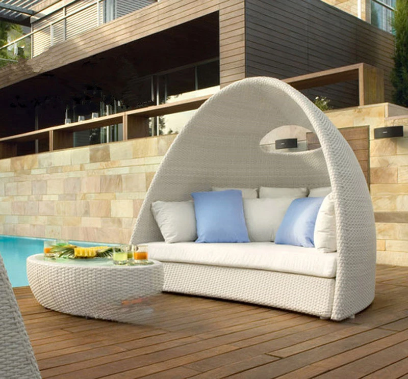 Outdoor lying bed, outdoor garden, balcony bed, sun bed, waterproof swimming pool, beach bed, rattan furniture