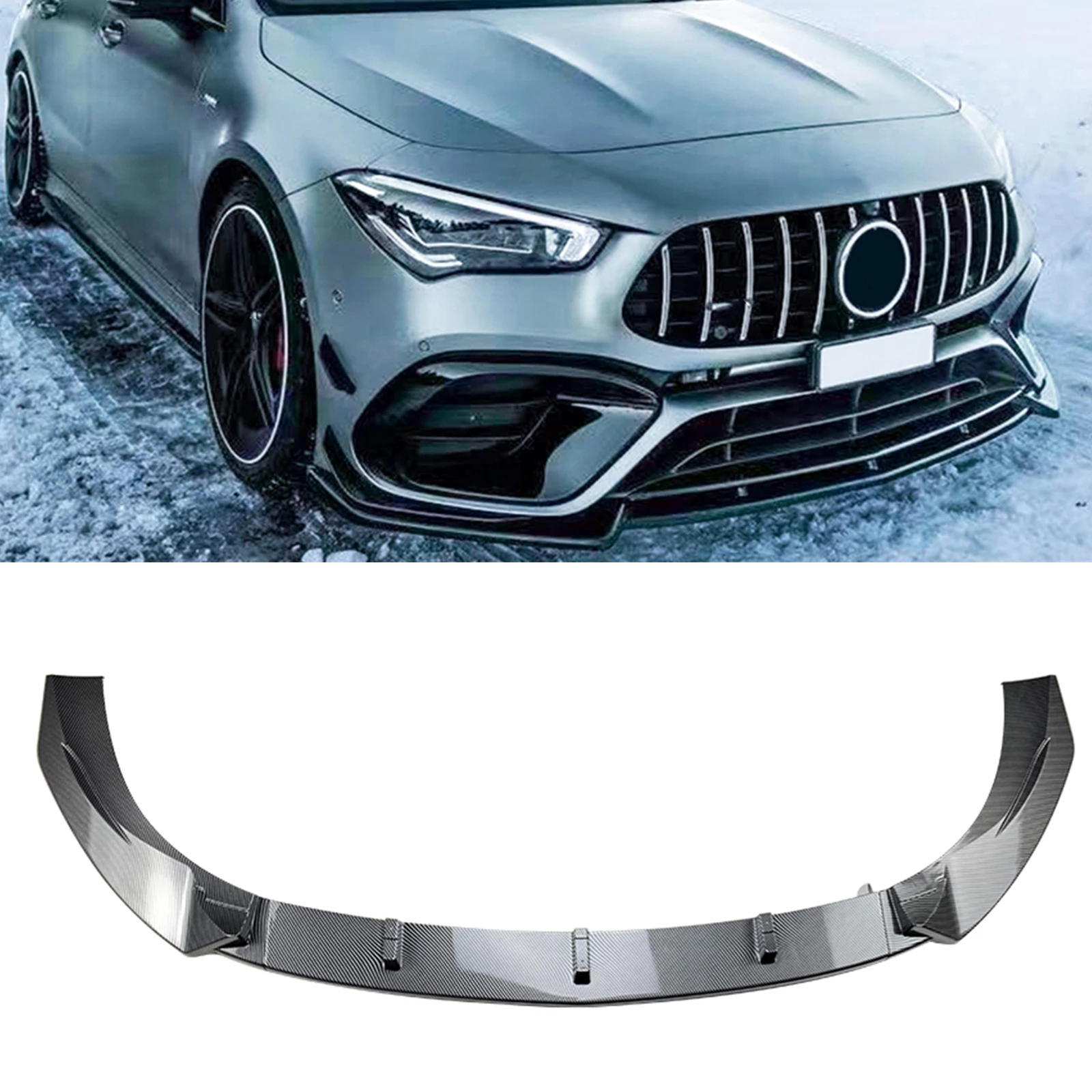 

Front Bumper Splitter Lip For Mercedes-Benz CLA Class C118 CLA45 AMG 2019 2020 2021 2022 2023 Only 4-Door Lower Blade Spoiler