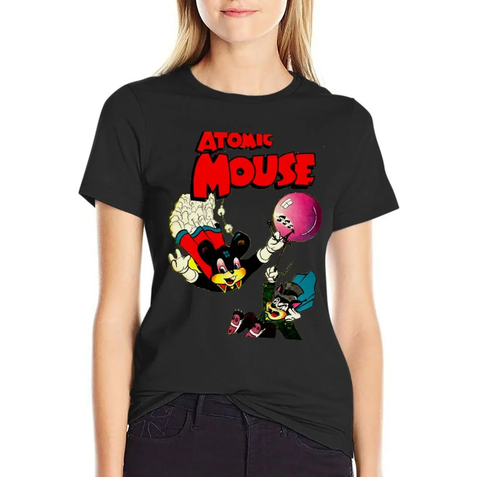 

Atomic Mouse Carton Comic Book Hero T-Shirt korean fashion summer tops plus size tops Women's clothing