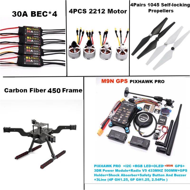 RctoSky PIXHAWK PRO M9N Open source new smart drone FLY 450 PRO MMpix quadrotor upturned rack