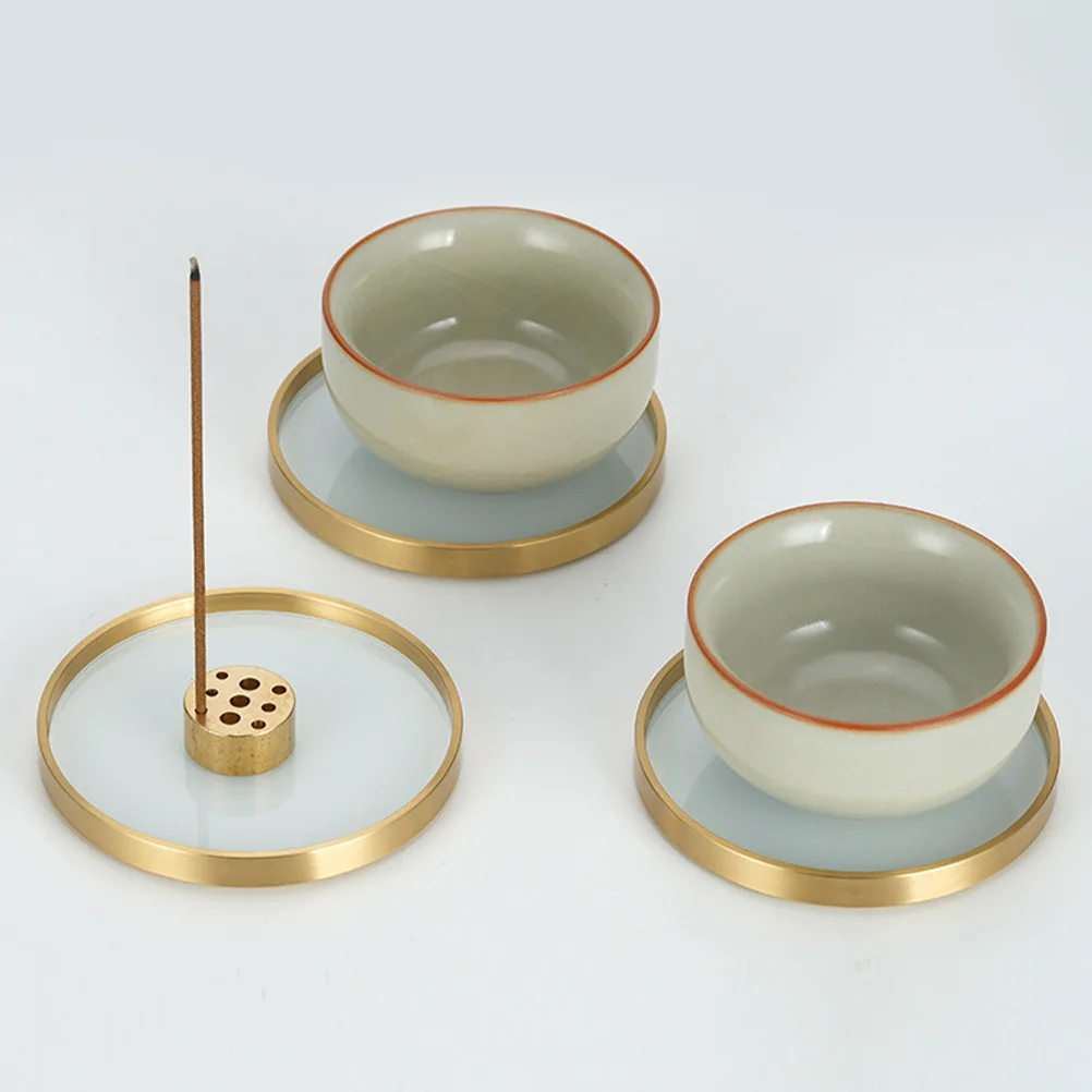 

Round Brass Coaster Easy Clean Tea Ceremony Zen Design Heat Insulation Mat Incense Plate Must Have Accessory