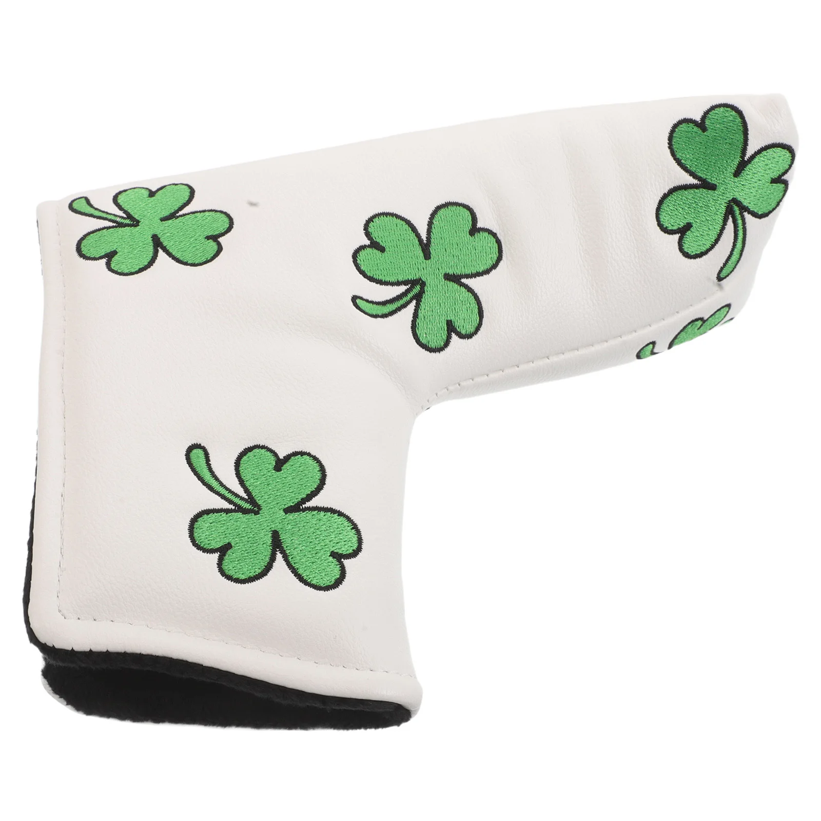 

Lucky Shamrock Themed Putter Headcover Embroidered Design Fits Most Mallet Putters Green PU Cover for Scratch and Ding
