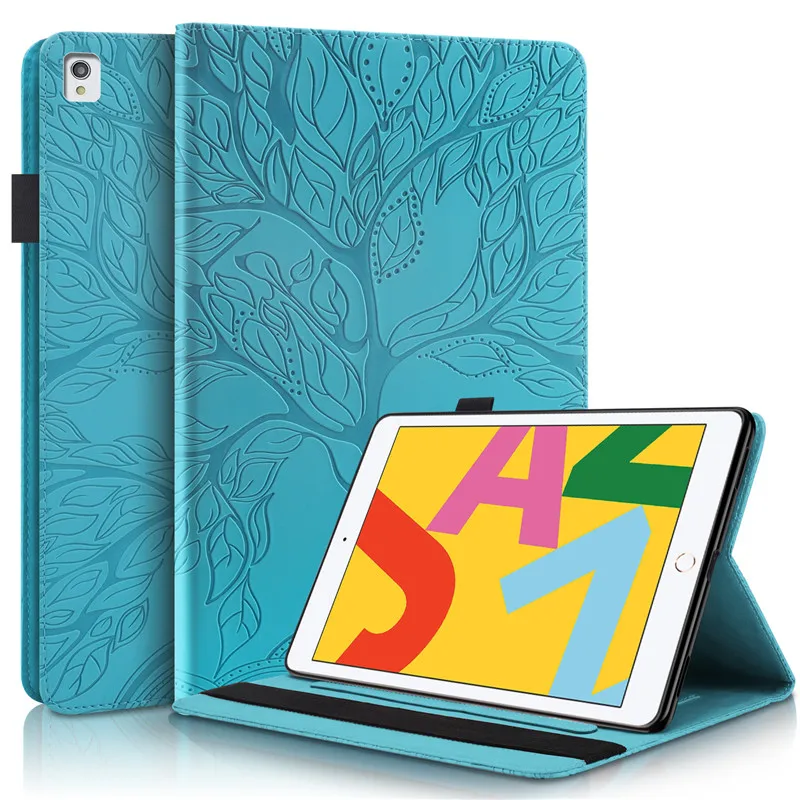 3D Tree Embossed case for iPad 10.2 9th 8th Generation Case PU Leather Tablet Shell for iPad 7th 10.2 Smart Cover