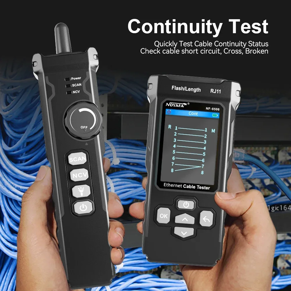 NOYAFA-Network Cable Tester, NF-8506, Cabo Suporte Tracker, Teste, IP Scan, Poe Medida, Comprimento, Wiremap, Multifunções