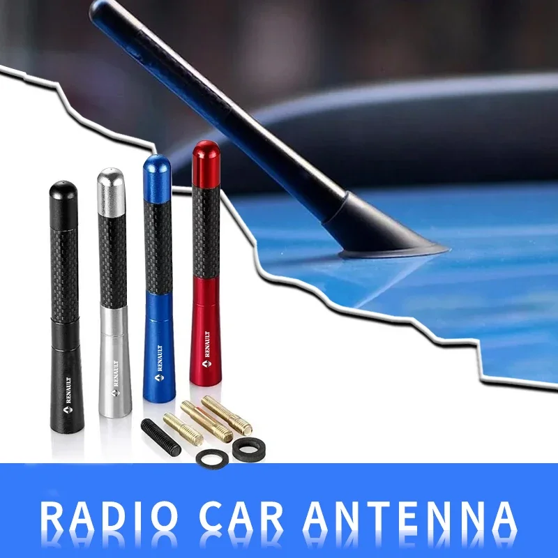 Pegatina para coche de 12cm, antena corta de fibra de carbono delicada, accesorios de Radio para Renault Clio Laguna 2 Megane 2 3 Duster Loga