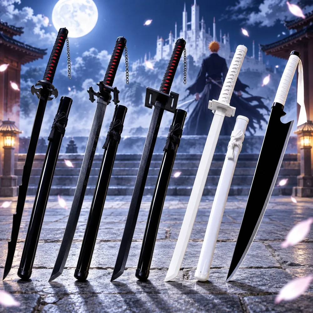 104cm Kurosaki Ichigo Katana Sword Anime Bleach Cosplay Prop Ninja Knife Real Size Japanese Katana Original Samurai Sabre Toy