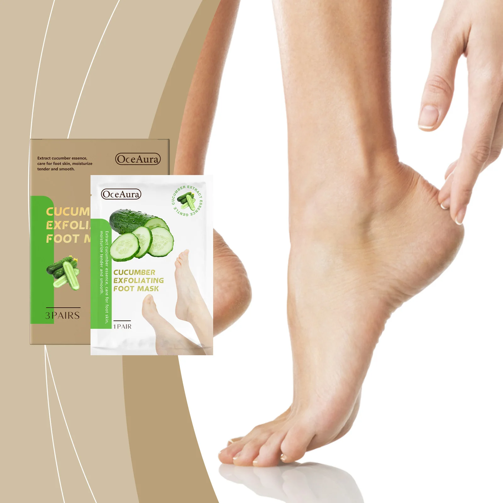 Masque professionnel de traitement des pieds - Exfoliation infurée de concombre pour pieds doux de bébé