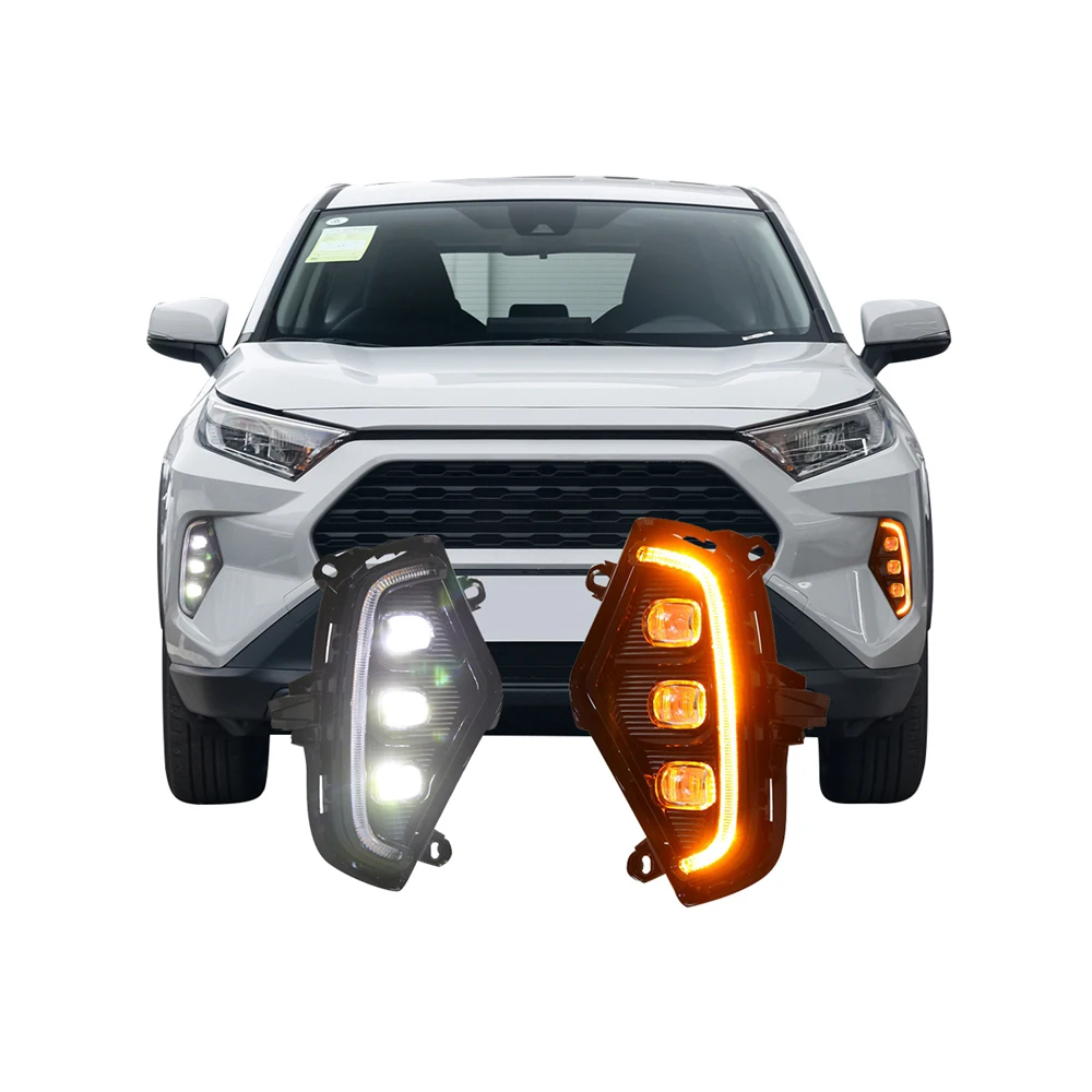 

Pair Daytime Running Turn Signal Lights LED Car Front Bumper Fog Light For Toyota RAV4 2019 2020 2021 2022