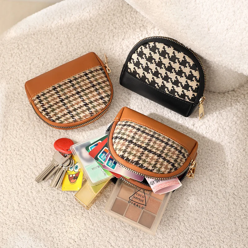 Fashionable, Simple, Classic Plaid Women's Practical and Portable Change Bag Card Bag