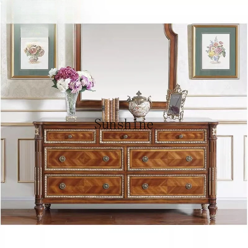 

European solid wood parquet seven buckets locker bedroom dresser partition custom furniture