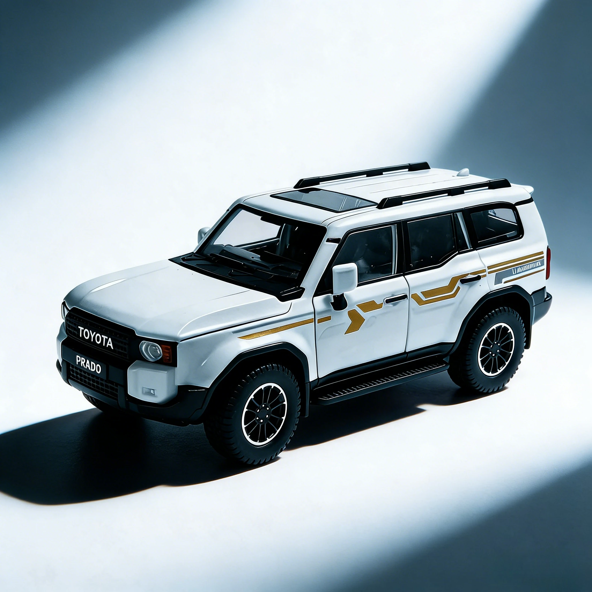 

Масштабная модель автомобиля PRADO 1:24, игрушка со звуком и светом, откатным механизмом, амортизацией, металлическим корпусом, для детей, подарок для хобби