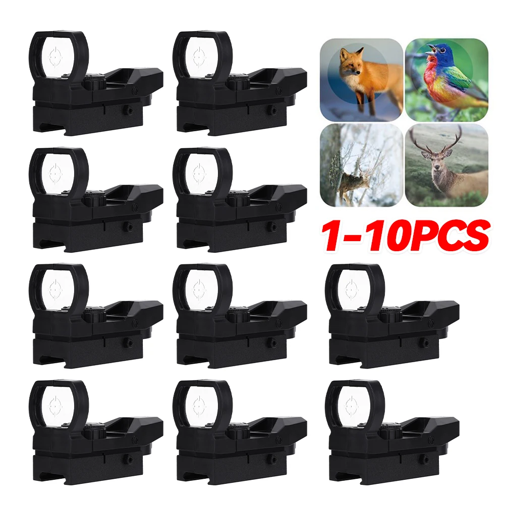 10-2PC Holographic Rifle Scope ABS Green Dot Sight Scope for 20mm Rail Mount Rifles Outdoor Hunting Accessories