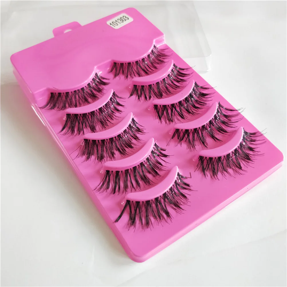 5 paires de faux cils naturels longs et épais, conception croisée, Extension de cils denses pour femmes et filles, amélioration du maquillage des yeux