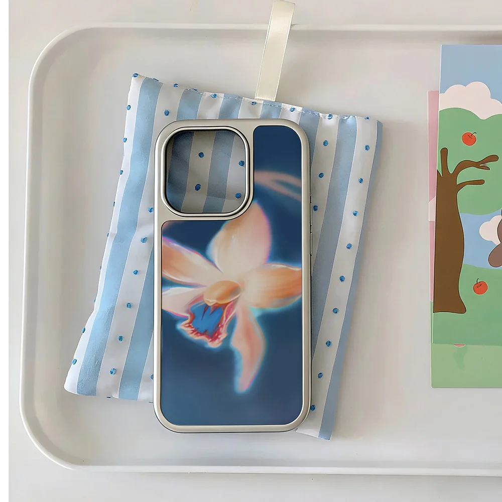 Modische Orchideen-Kunst Handyhülle für iPhone 17 16e 16 15 14 13 12 11 Air Pro Max X XR XSMAX 8 Plus Luxuriöse Transparente Weiche Rückabdeckung – Detail 4