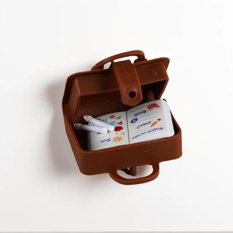 Handcrafted 1:12 Scale Dollhouse Classroom Setting with Desk, Chalkboard, Books, and Bag for Miniature Decor Collection.