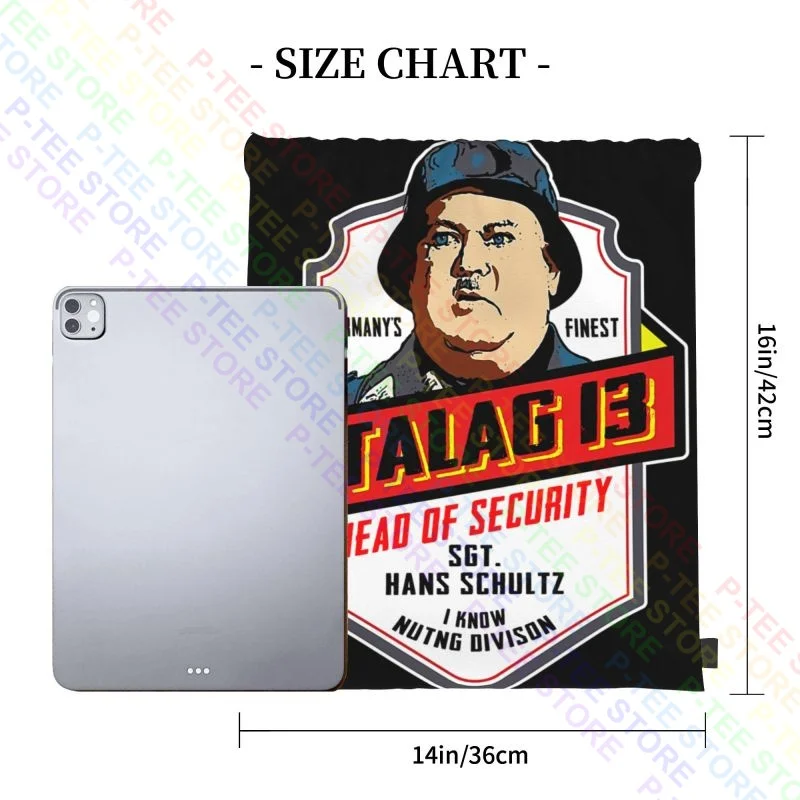 Stalag 13 Sgt Schultz Head Of Security Hogans Heroes Softstyle Drawstring Bags Gym Bag Vintage New Style