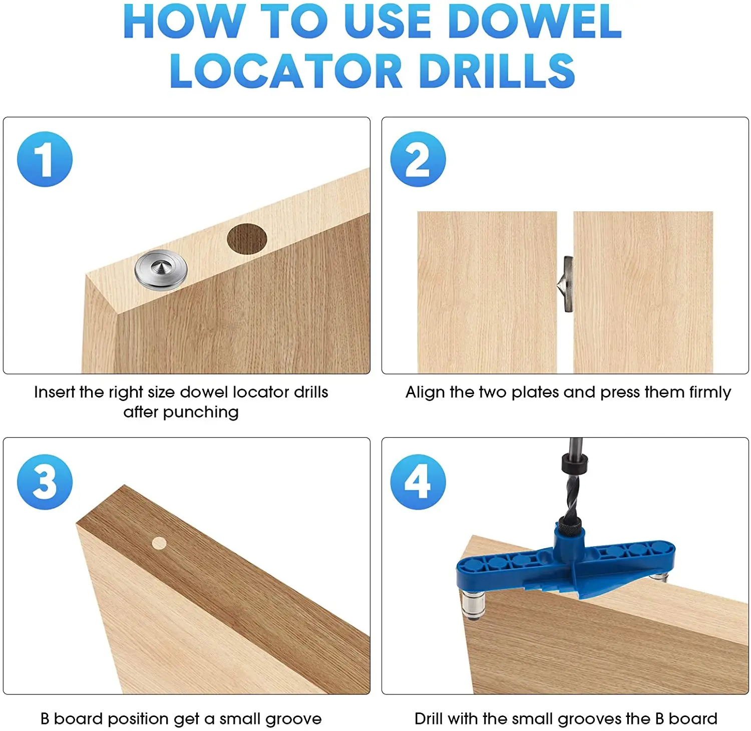 Imagem -04 - Carpintaria Pocket Hole Jig Self-centering Scriber Doweling Drill Guia Locator Hole Puncher Ferramenta de Carpintaria mm mm 10 mm