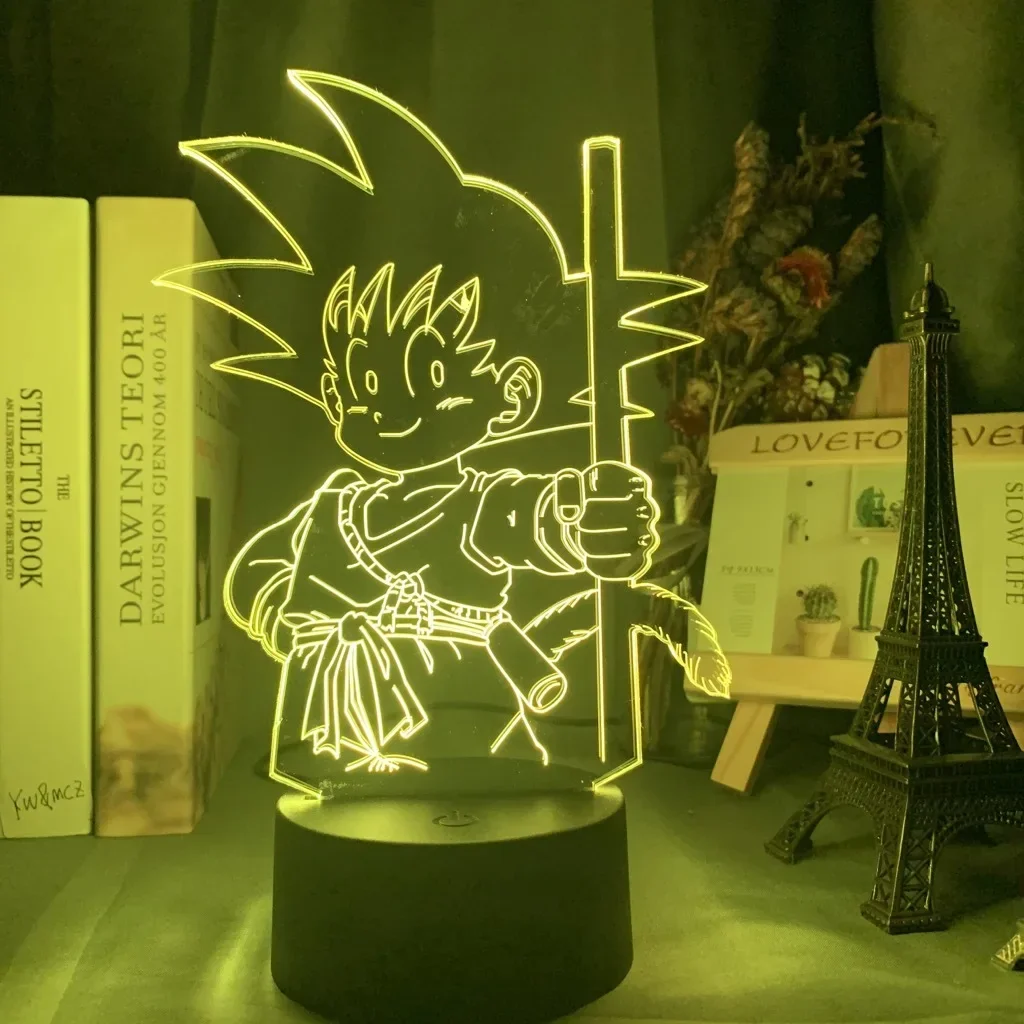 Dragon Ball Super Ultra Instinct Goku Anime Figure 3D Lamp LED Figurine Juguetes Model Statue Kids Bedroom Decoration Lamp