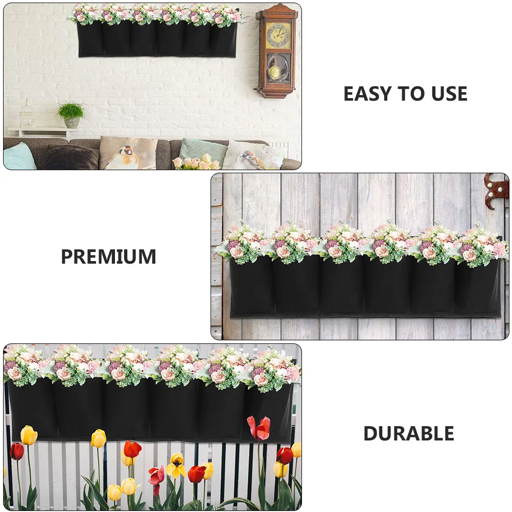 

2Pcs Wall Plant Bag Horizontal Hanging Planter Felt Growing Bag Multi-Pocket Nursery Plant Container for Home Garden