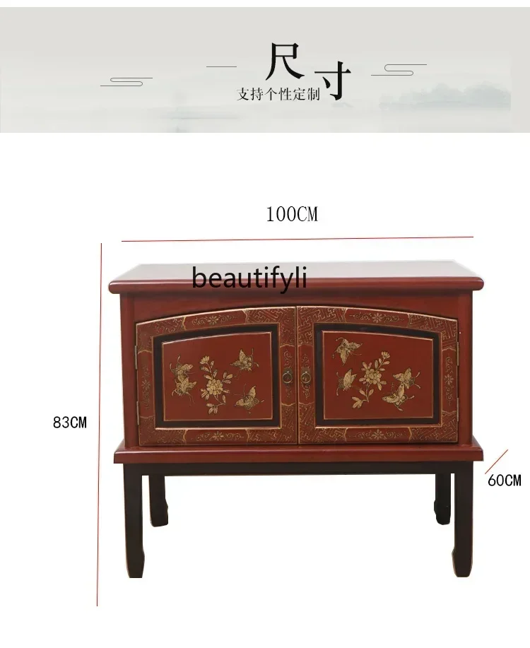 Q181  Chinese retro painted solid wood locker, tea cabinet, old dining side storage decorative cabinet