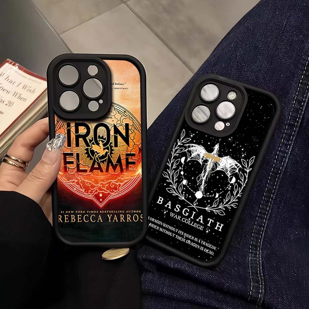 Books F-Fourth Wing Iron F-Flame For iPhone 16 15 14 13 12 11 Pro Max Plus Lens Protective Shockproof Silicone Soft Back Cover