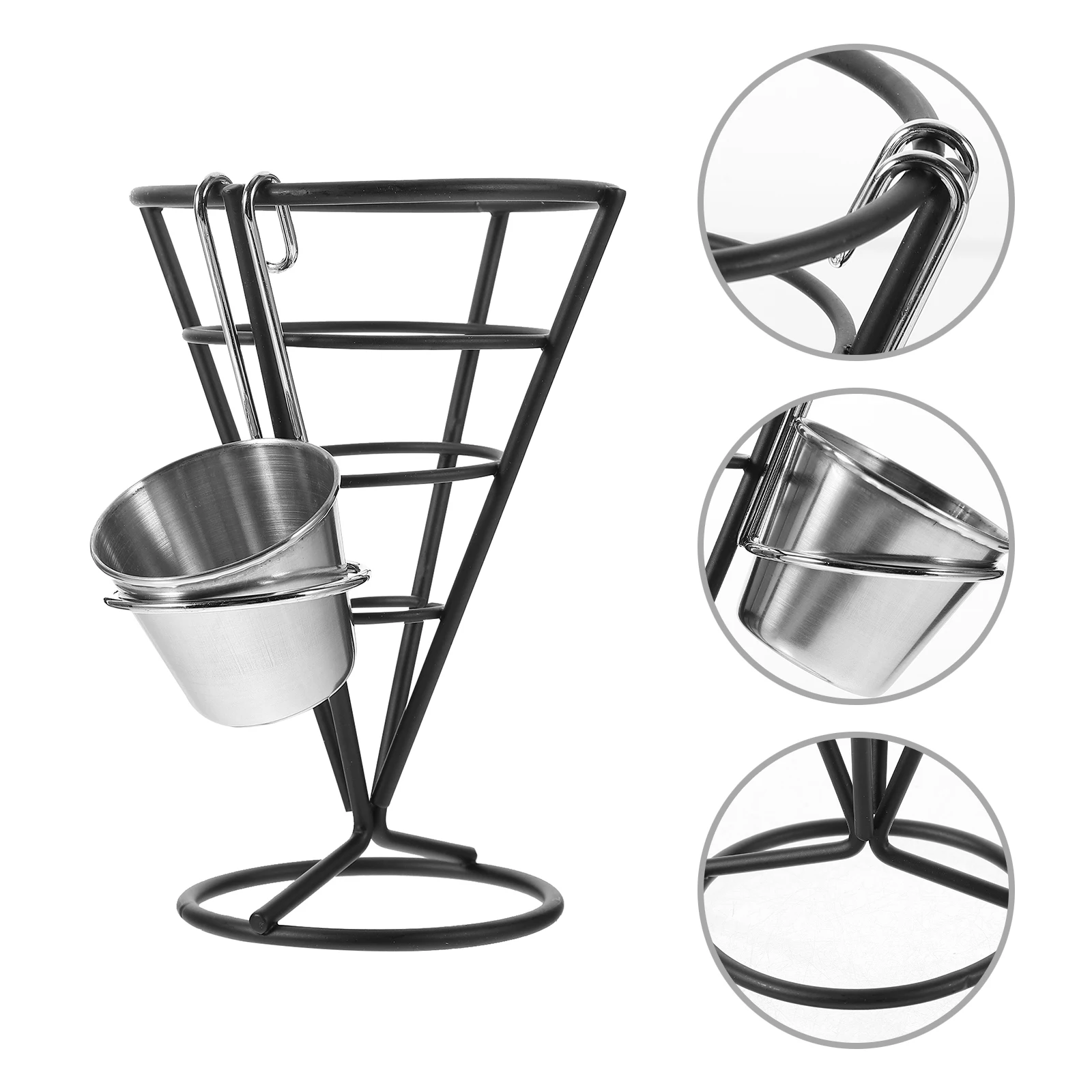 

1Set French Fries Stand Stainless Steel Snack Basket Sauce Cup Holder Restaurant Serving Display Rack French Fries Stand