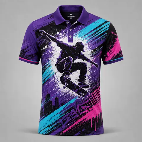 Men Sport‑Themed Full Sublimation Polo Shirt Vibrant Graffiti Sports Graphic Quick Dry Tee For Gym Training Sports Casual Tops