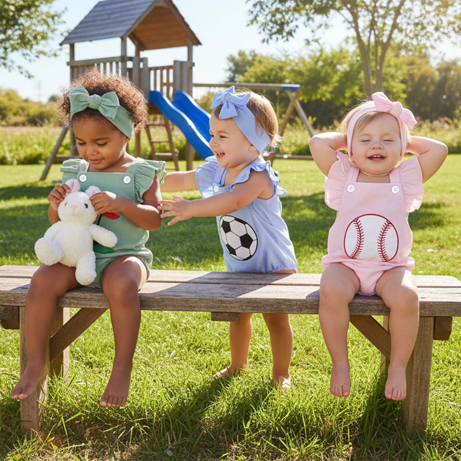 

Комбинезон для маленьких девочек с летающими рукавами и квадратным вырезом, футбольный мяч с вышивкой, милый комбинезон с рюшами