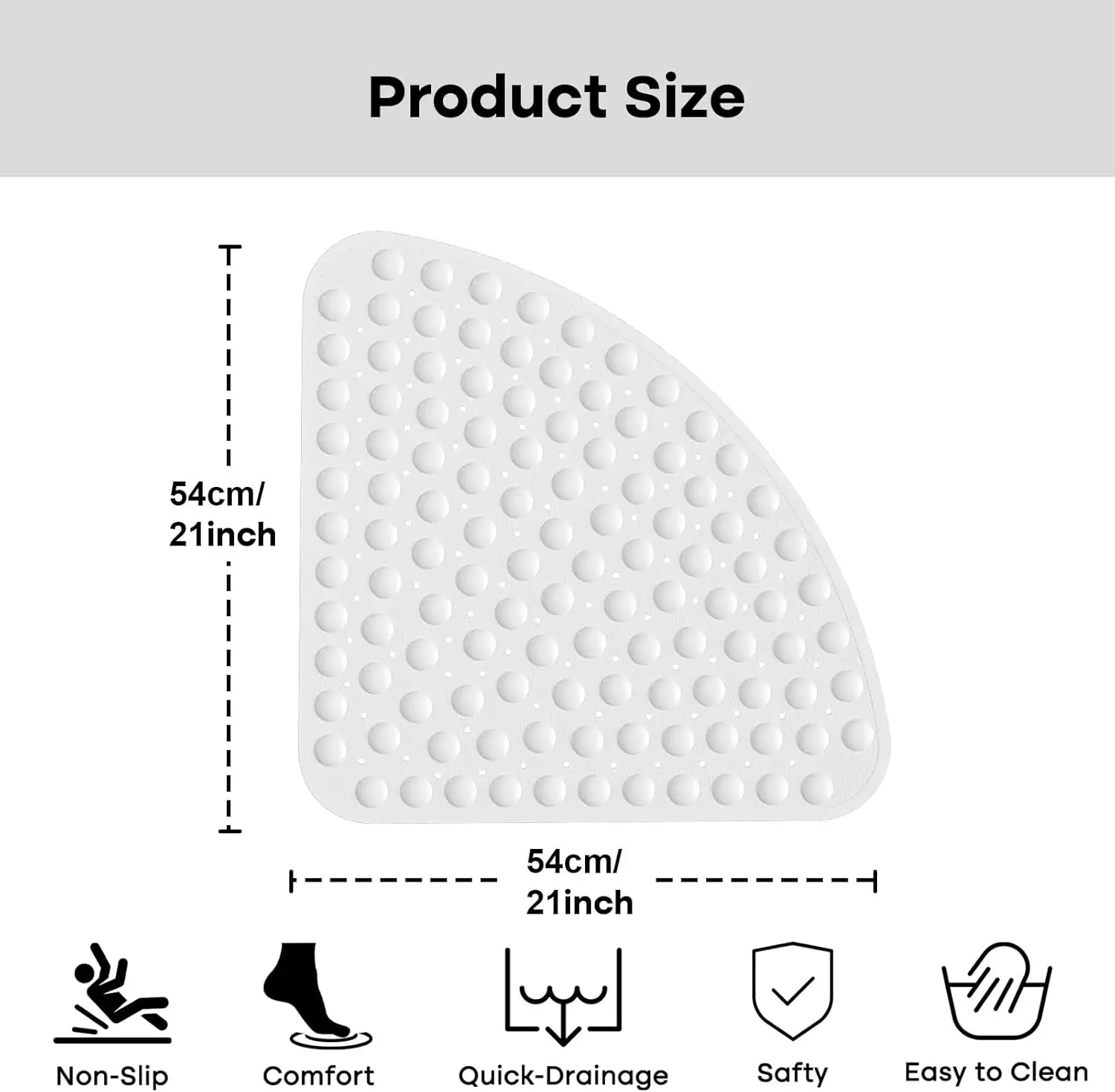 Japanese Style  Corner Fan Shape Bathroom Shower Mat Non Slip Suction Cup Bath Mat Quick‑Drain Anti‑Fall Shower Room Floor Mat