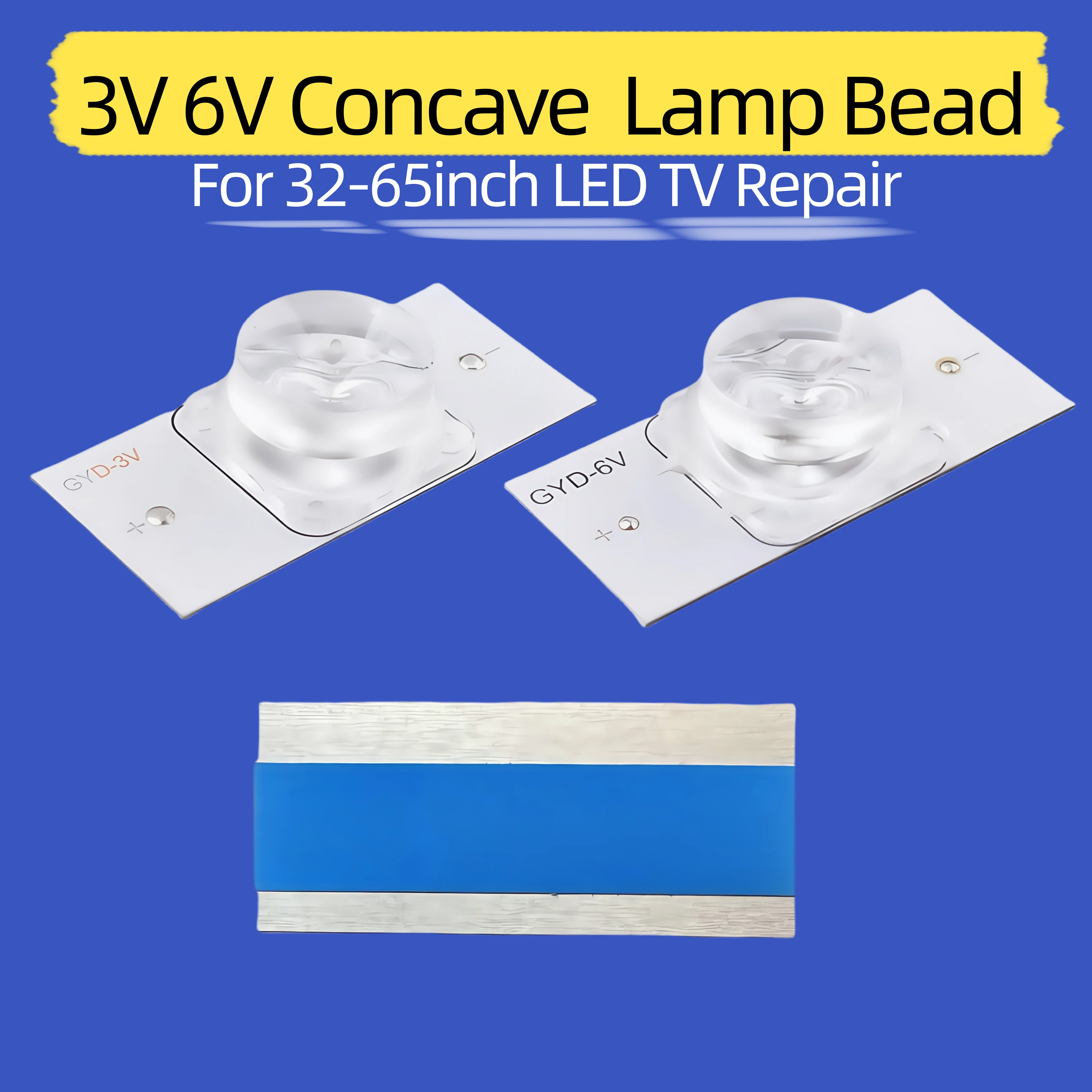 

10PCS 3V/6V SMD LED chips, concave type with optical lens, for repairing 32-65 inch LED TVs