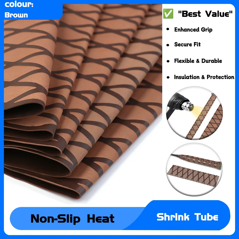 

1 Meter/pc Brown Anti-slip Heat Shrink Tube Wrap Case for Fishing Rod/Racquet/Bicycle Handles/Tripod DIY Dia 25/28/30/35/40mm