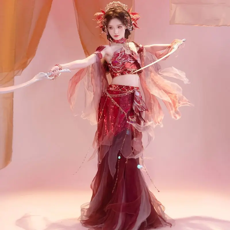 꿈처럼, 중국식 Hanfu 여성 캐릭터 'Yaoji', 요정 같은 분위기, 이국적인 스타일, 중공업을 보았습니다.
