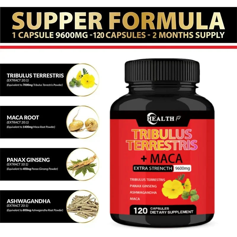 Tribulus Maca Extract Capsules 9600 Mg Boost Energy Endurance Natural Vitality