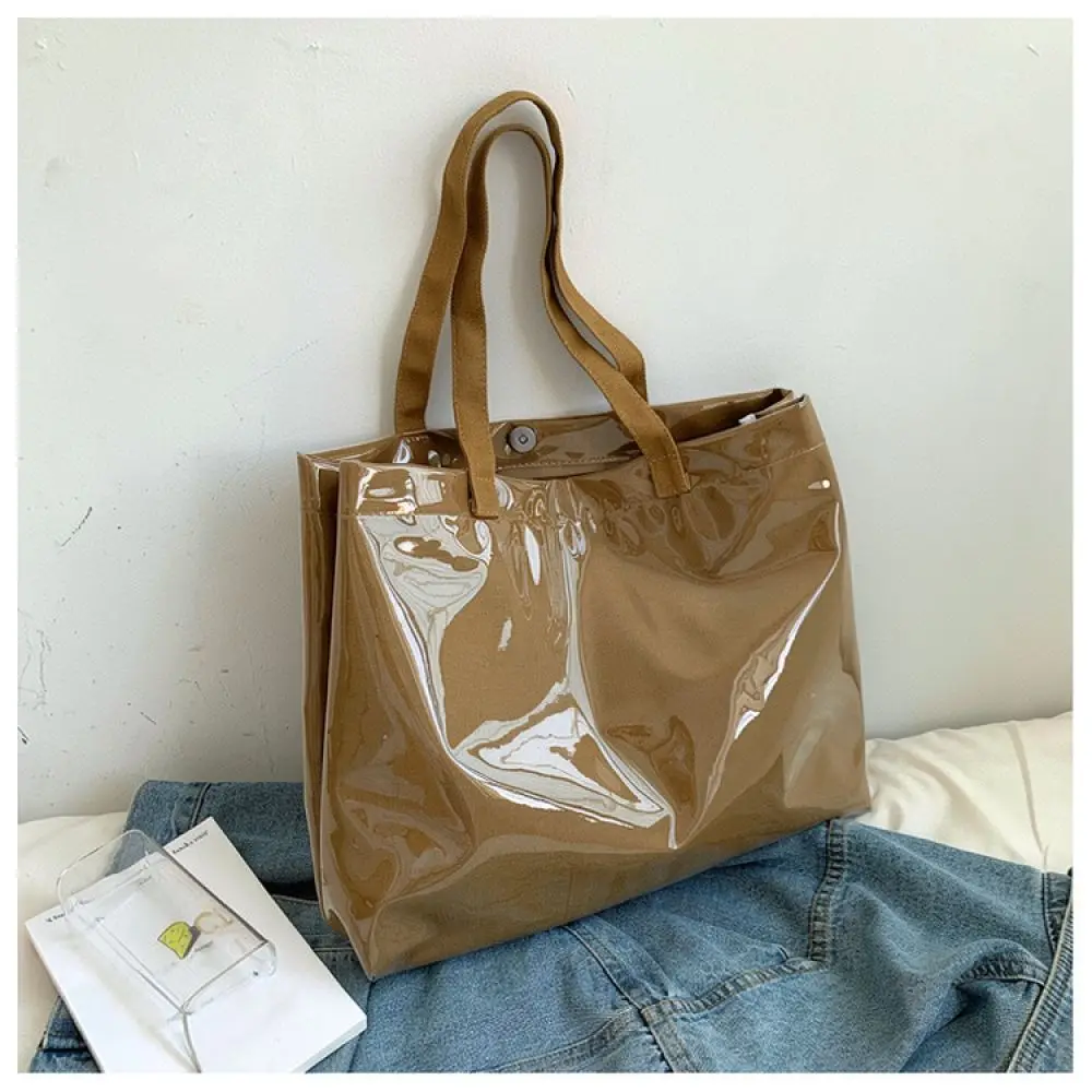 Korean Style Clear Tote Bag Summer Fashion Canvas Handbag Large Capacity Minimalist Casual Shoulder Underarm Bags
